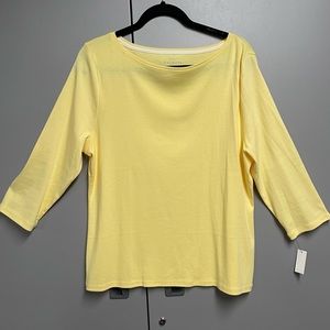 Talbots Women’s Yellow Puma Cotton Long Sleeved Tee Shirt. Size XLP. NWT.